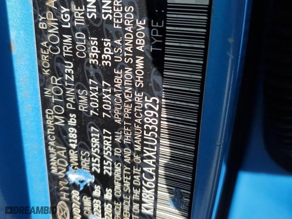 2020 Hyundai Kona SEL Plus with VIN KM8K6CAAXLU538925, listed as a Copart auction lot 48856625 with 49,588 mi miles and Salvage Title. Bid and sale history available at carsss.com. Image 15.