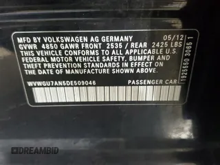 2013 Volkswagen CC VR6 Executive 4Motion with VIN WVWGU7AN5DE509046, listed as a Copart auction lot 87741755 with 133,810 mi miles and Salvage Title. Bid and sale history available at carsss.com. Image 12.