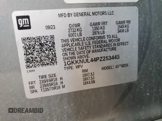 2023 GMC Acadia SLT with VIN 1GKKNUL44PZ253445, listed as a Copart auction lot 49955405 with 31,381 mi miles and Non Repairable. Bid and sale history available at DreamBid. Image 14.