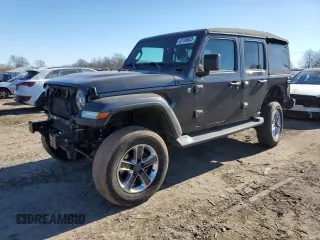 2020 Jeep Wrangler Unlimited Sahara Altitude with VIN 1C4HJXEG1LW179665, listed as a Copart auction lot 43166805 with 38,728 mi miles and Salvage title. Bid and sale history available at DreamBid. Image 1.