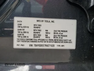 2024 Tesla Model Y Long Range с VIN 7SAYGDEE7RA271520, выставлен на аукционе Copart как лот 56526025 с пробегом 28 745 миль миль и Списание • Salvage title. История ставок и продаж доступна на DreamBid. Изображение 13.