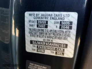 2010 Jaguar XF Luxury with VIN SAJWA0FA5AHR62161, listed as a Copart auction lot 50439655 with 0 mi miles and Salvage Title. Bid and sale history available at carsss.com. Image 13.