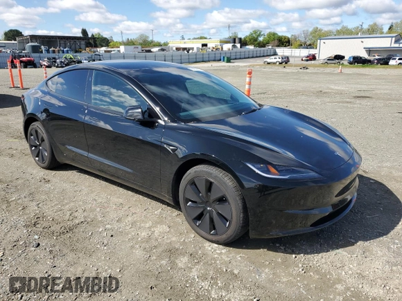 2025 Tesla Model 3 Long Range with VIN 5YJ3E1EB9SF875516, listed as a Copart auction lot 51450515 with 3,672 mi miles and Salvage Title. Bid and sale history available at DreamBid. Image 4.