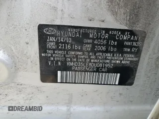 2013 Hyundai Elantra GT with VIN KMHD35LE8DU081952, listed as a Copart auction lot 52579755 with 188,129 mi miles and Salvage Title. Bid and sale history available at carsss.com. Image 14.