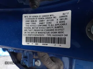2017 Honda Civic Sedan Si with VIN 2HGFC1E52HH703751, listed as a IAAI auction lot 41561240 with 110,000 mi miles. Bid and sale history available at carsss.com. Image 9.