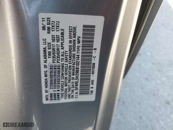 2011 Honda Odyssey LX with VIN 5FNRL5H29BB102144, listed as a Copart auction lot 52734315 with 229,758 mi miles and Salvage Title. Bid and sale history available at carsss.com. Image 15.