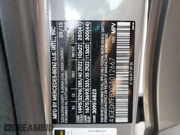 2016 Mercedes-Benz GLE 63 S AMG z VIN 4JGED7FBXGA012667, wystawiony jako Copart lot #57424895 z przebiegiem 94 245 mil mil oraz Szkoda całkowita • Salvage title. Historia ofert i sprzedaży dostępna na DreamBid. Obrazek 13.