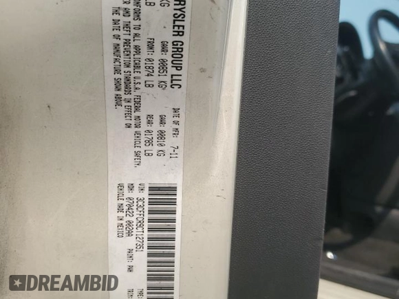 2012 FIAT 500 Lounge with VIN 3C3CFFCR9CT127351, listed as a Copart auction lot 59026495 with 78,147 mi miles and Salvage title. Bid and sale history available at DreamBid. Image 12.