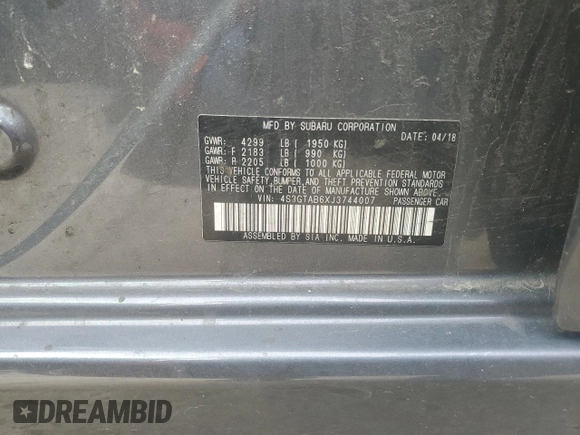 2018 Subaru Impreza Premium z VIN 4S3GTAB6XJ3744007, wystawiony jako Copart lot #52596475 z przebiegiem 82 559 mil mil oraz Szkoda całkowita • Salvage title. Historia ofert i sprzedaży dostępna na DreamBid. Obrazek 13.