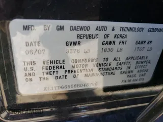 2008 Chevrolet Aveo LS with VIN KL1TD66658B048780, listed as a Copart auction lot 88987715 with 51 mi miles and Salvage Title. Bid and sale history available at DreamBid. Image 12.