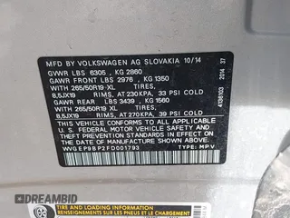 2015 Volkswagen Touareg Lux с VIN WVGEP9BP2FD001793, выставлен на аукционе IAAI как лот 41495609 с пробегом 138 239 миль миль и . История ставок и продаж доступна на DreamBid. Изображение 9.
