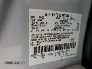 2023 Ford Mustang Mach-E California Route 1 z VIN 3FMTK2SU9PMA30944, wystawiony jako Copart lot #47666925 z przebiegiem 46 371 mil mil oraz Szkoda całkowita • Salvage title. Historia ofert i sprzedaży dostępna na DreamBid. Obrazek 14.