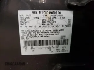 2007 Ford Edge SEL PLUS with VIN 2FMDK49C47BA89849, listed as a Copart auction lot 45302795 with 132,571 mi miles and Salvage Title. Bid and sale history available at carsss.com. Image 13.