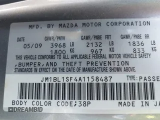2010 Mazda 3 i Touring with VIN JM1BL1SF4A1158487, listed as a IAAI auction lot 41843015 with 222,368 mi miles and . Bid and sale history available at DreamBid. Image 9.