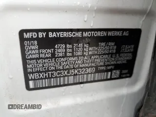 2018 BMW X1 xDrive28i with VIN WBXHT3C3XJ5K32369, listed as a Copart auction lot 71373882 with 0 mi miles. Bid and sale history available at carsss.com. Image 12.