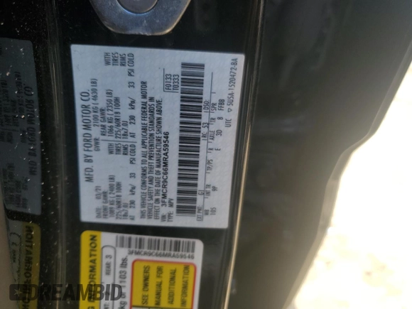 2021 Ford Bronco Sport Outer Banks with VIN 3FMCR9C66MRA59546, listed as a Copart auction lot 54226735 with 81,369 mi miles and Salvage title. Bid and sale history available at DreamBid. Image 13.