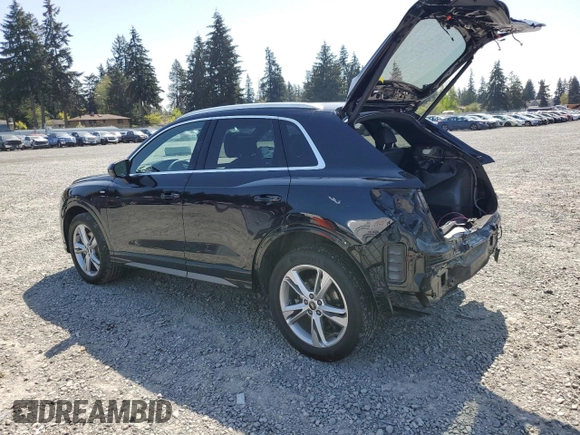 2022 Audi Q3 S line Premium with VIN WA1DECF37N1048323, listed as a Copart auction lot 53668575 with 27,493 mi miles and Salvage Title. Bid and sale history available at carsss.com. Image 2.