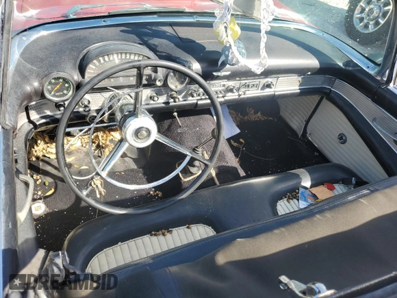 1955 Ford Thunderbird with VIN P5FH132340, listed as a Copart auction lot 77734424 with 96,568 mi miles and Salvage Title. Bid and sale history available at DreamBid. Image 8.
