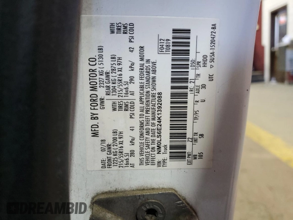 2019 Ford Transit Connect XL z VIN NM0LS6E24K1392088, wystawiony jako Copart lot #57425795 z przebiegiem 163 027 mil mil oraz Szkoda całkowita • Salvage title. Historia ofert i sprzedaży dostępna na DreamBid. Obrazek 14.