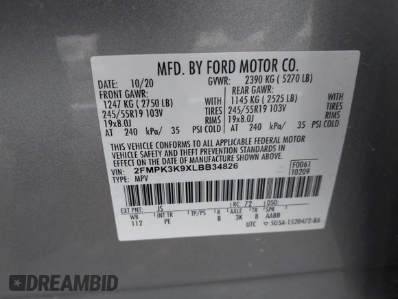 2020 Ford Edge Titanium с VIN 2FMPK3K9XLBB34826, выставлен на аукционе IAAI как лот 42269731 с пробегом 85 832 миль миль и . История ставок и продаж доступна на DreamBid. Изображение 9.