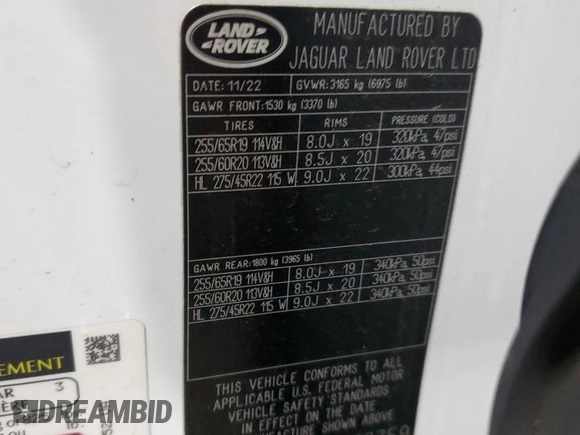 2023 Land Rover Defender SE with VIN SALEP7EU4P2166759, listed as a Copart auction lot 84407784 with 30,992 mi miles and Salvage title. Bid and sale history available at DreamBid. Image 15.