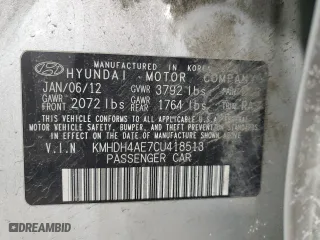 2012 Hyundai Elantra GLS with VIN KMHDH4AE7CU418513, listed as a Copart auction lot 45857715 with 146,298 mi miles and Salvage Title. Bid and sale history available at carsss.com. Image 13.