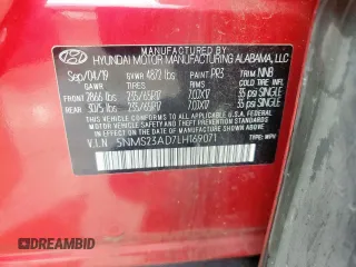 2020 Hyundai Santa Fe SE with VIN 5NMS23AD7LH169071, listed as a Copart auction lot 47725845 with 0 mi miles and Salvage Title. Bid and sale history available at carsss.com. Image 13.