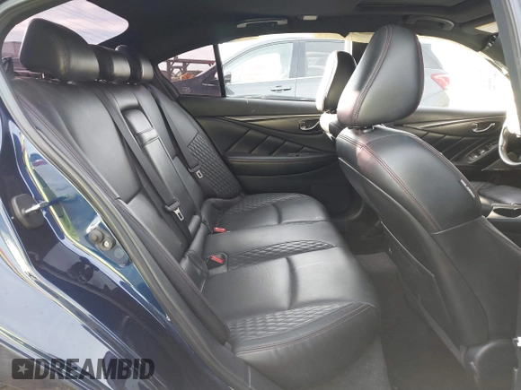 2021 Infiniti Q50 Red Sport 400 with VIN JN1FV7DPXMM850652, listed as a IAAI auction lot 41252436 with 48,380 mi miles and . Bid and sale history available at DreamBid. Image 8.