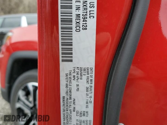 2024 Jeep Compass Limited with VIN 3C4NJDCNXRT594128, listed as a Copart auction lot 52923255 with 19,277 mi miles and Salvage title. Bid and sale history available at DreamBid. Image 13.