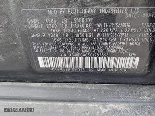 2012 Subaru Outback 2.5i with VIN 4S4BRCAC5C3287598, listed as a IAAI auction lot 42030377 with 144,195 mi miles. Bid and sale history available at carsss.com. Image 9.