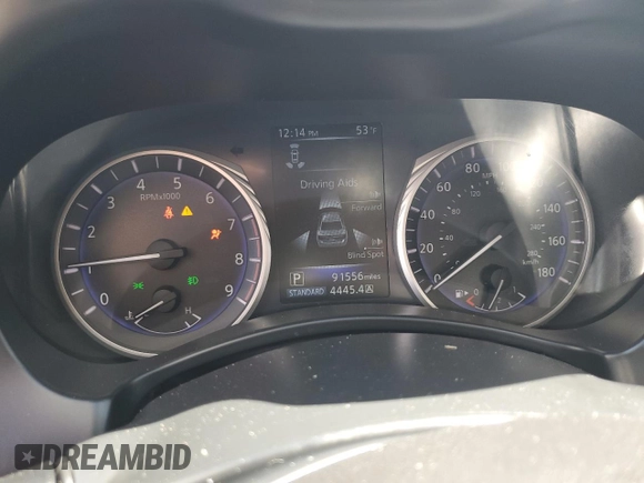 2016 Infiniti Q50 Premium with VIN JN1EV7AR8GM342377, listed as a Copart auction lot 50598545 with 91,556 mi miles and Salvage Title. Bid and sale history available at DreamBid. Image 9.