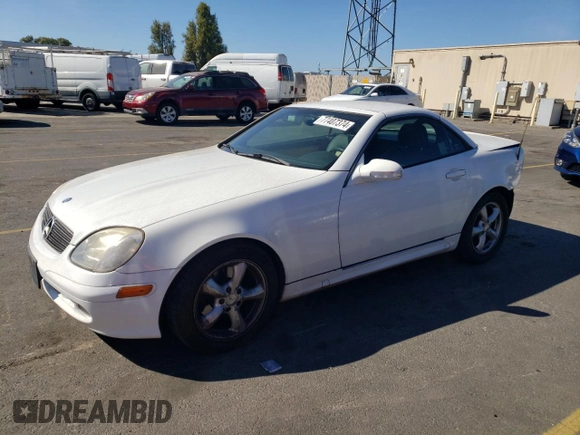 2001 Mercedes-Benz SLK 230/320 with VIN WDBKK65F41F235419, listed as a Copart auction lot 77407374 with 79,238 mi miles and Salvage Title. Bid and sale history available at DreamBid. Image 1.