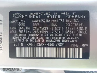 2017 Hyundai Tucson Value with VIN KM8J33A22HU457809, listed as a IAAI auction lot 41632652 with 26,154 mi miles. Bid and sale history available at carsss.com. Image 9.