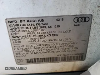 2019 Audi Q5 Premium Plus with VIN WA1BNAFY7K2080928, listed as a Copart auction lot 63983112 with 40,715 mi miles. Bid and sale history available at carsss.com. Image 10.