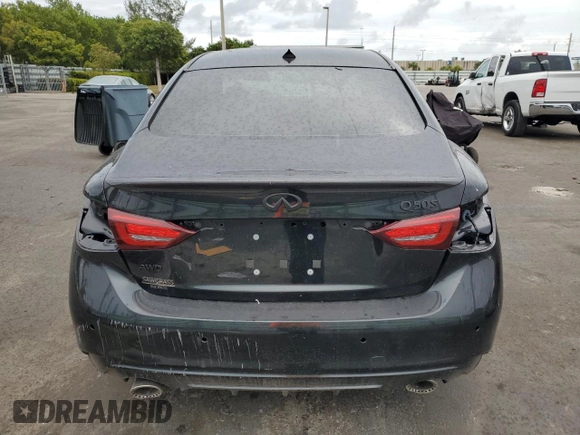 2024 Infiniti Q50 Red Sport 400 with VIN JN1FV7DR7RM680467, listed as a Copart auction lot 86691374 with 51 mi miles and Non repairable. Bid and sale history available at DreamBid. Image 6.