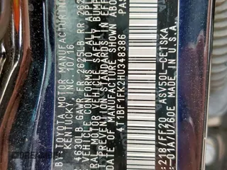 2017 Toyota Camry XLE with VIN 4T1BF1FK2HU348386, listed as a Copart auction lot 57818485 with Not provided miles and Non repairable. Bid and sale history available at DreamBid. Image 13.