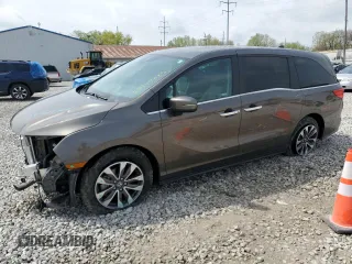2023 Honda Odyssey EX-L z VIN 5FNRL6H67PB032031, wystawiony jako Copart lot #53949585 z przebiegiem 6653 mil mil oraz Szkody całkowita. Historia ofert i sprzedaży dostępna na DreamBid. Obrazek 1.