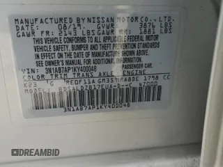 2019 Nissan Sentra SV with VIN 3N1AB7AP1KY400048, listed as a Copart auction lot 53985405 with 49,447 mi miles and Salvage Title. Bid and sale history available at DreamBid. Image 13.