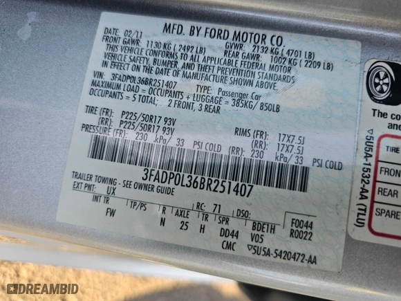 2011 Ford Fusion Hybrid with VIN 3FADP0L36BR251407, listed as a Copart auction lot 50774745 with 129,972 mi miles and Clean Title. Bid and sale history available at carsss.com. Image 10.