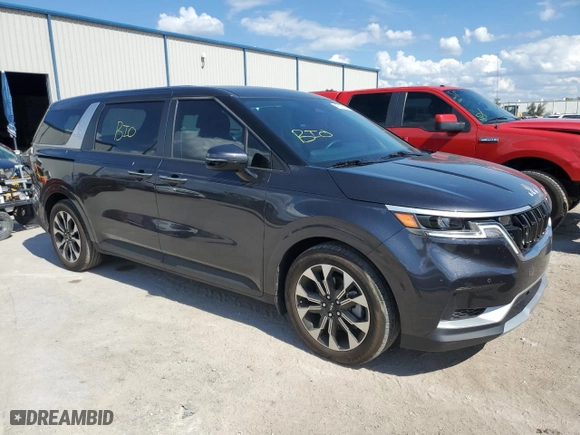 2023 Kia Carnival EX with VIN KNDNC5H31P6241873, listed as a Copart auction lot 46707495 with 33,871 mi miles and Salvage Title. Bid and sale history available at carsss.com. Image 4.