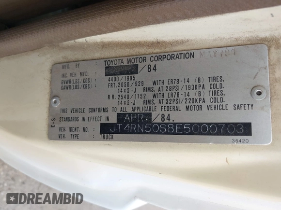 1991 Toyota Pickup DX z VIN JT4RN81P8M5123864, wystawiony jako IAAI lot #38084991 z przebiegiem 319 627 mil mil oraz . Historia ofert i sprzedaży dostępna na DreamBid. Obrazek 9.