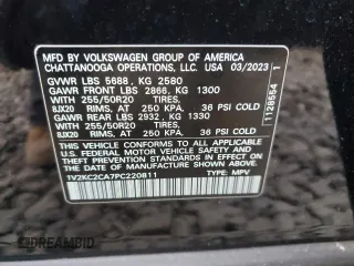 2023 Volkswagen Atlas SE with VIN 1V2KC2CA7PC220811, listed as a Copart auction lot 88806895 with 26,912 mi miles and Salvage title. Bid and sale history available at DreamBid. Image 13.