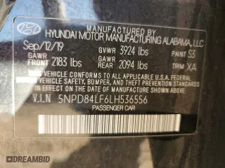 2020 Hyundai Elantra SEL with VIN 5NPD84LF6LH536556, listed as a Copart auction lot 46227935 with 147,768 mi miles and Salvage Title. Bid and sale history available at carsss.com. Image 12.