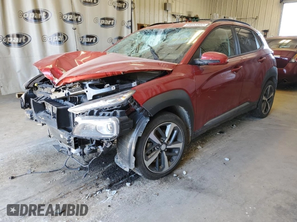 2020 Hyundai Kona Ultimate with VIN KM8K53A5XLU465531, listed as a Copart auction lot 64053502 with 57,291 mi miles. Bid and sale history available at carsss.com. Image 2.