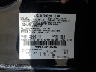 2017 Ford Flex Limited with VIN 2FMHK6D83HBA12052, listed as a Copart auction lot 52321255 with 54,449 mi miles and Salvage Title. Bid and sale history available at carsss.com. Image 13.