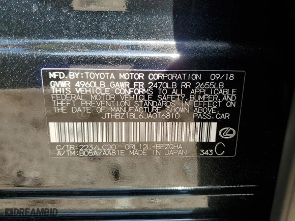 2018 Lexus GS with VIN JTHBZ1BL6JA016810, listed as a Copart auction lot 84497364 with 99,374 mi miles and Salvage Title. Bid and sale history available at carsss.com. Image 12.