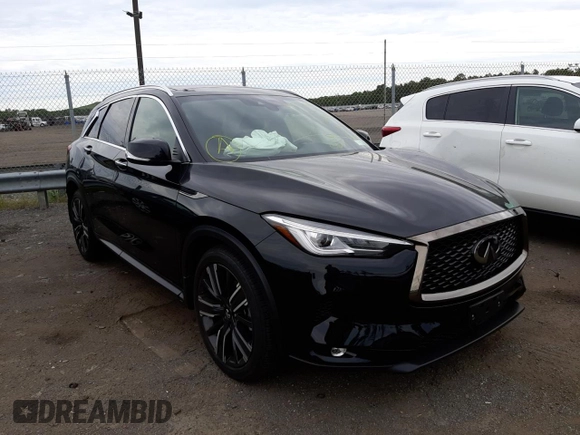 2021 Infiniti QX50 LUXE with VIN 3PCAJ5BB5MF116881, listed as a Copart auction lot 48770602 with 4,184 mi miles. Bid and sale history available at carsss.com. Image 1.