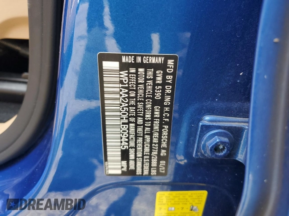 2017 Porsche Macan with VIN WP1AA2A50HLB09445, listed as a Copart auction lot 61902765 with 49,091 mi miles and Salvage title. Bid and sale history available at DreamBid. Image 13.