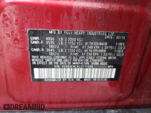 2016 Subaru Outback Limited with VIN 4S4BSENC8G3217089, listed as a Copart auction lot 63618105 with 114,955 mi miles and Salvage title. Bid and sale history available at DreamBid. Image 13.