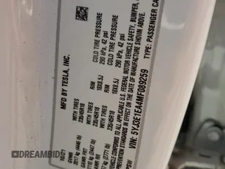 2021 Tesla Model 3 Standard Range Plus with VIN 5YJ3E1EA4MF089259, listed as a Copart auction lot 75398924 with 32,166 mi miles and Salvage Title. Bid and sale history available at DreamBid. Image 12.